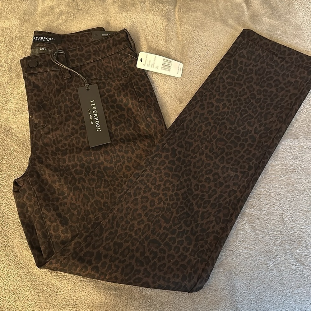 Liverpool Los Angeles Cheetah Print Ponte Pants - Black/Brown - Size 4/27 - NWT - Picture 2 of 8